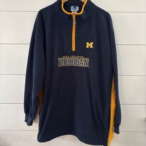 Vintage NCAA‎ Michigan Wolverines Quarter Zip Men  XL Fleece Pullover Longsleeve